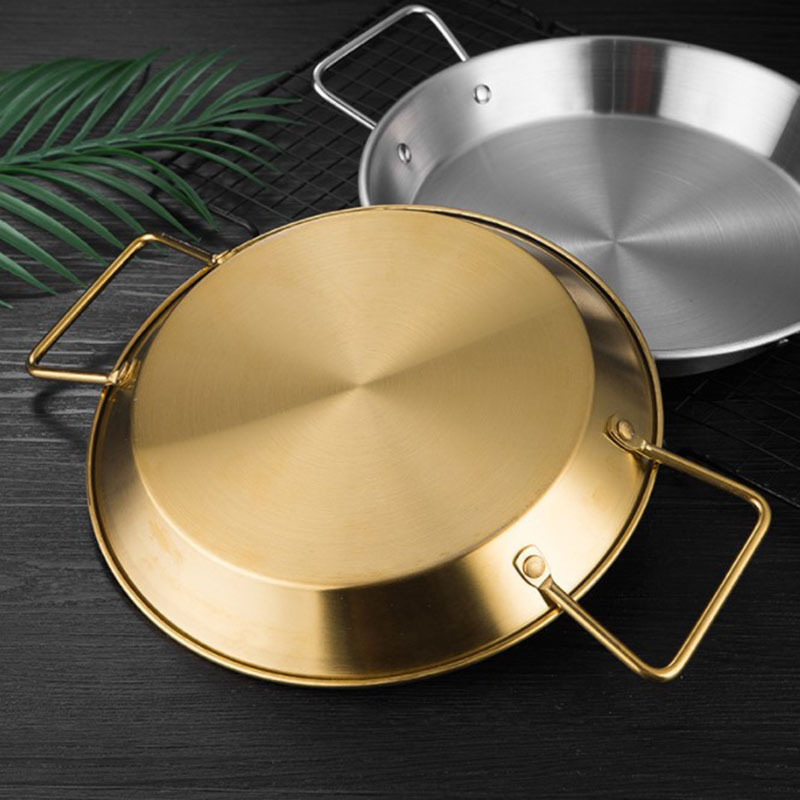 Different Sizes Stainless Steel Spanish Seafood Pot Serving Pan Paella Pan Frying Pan with Handle