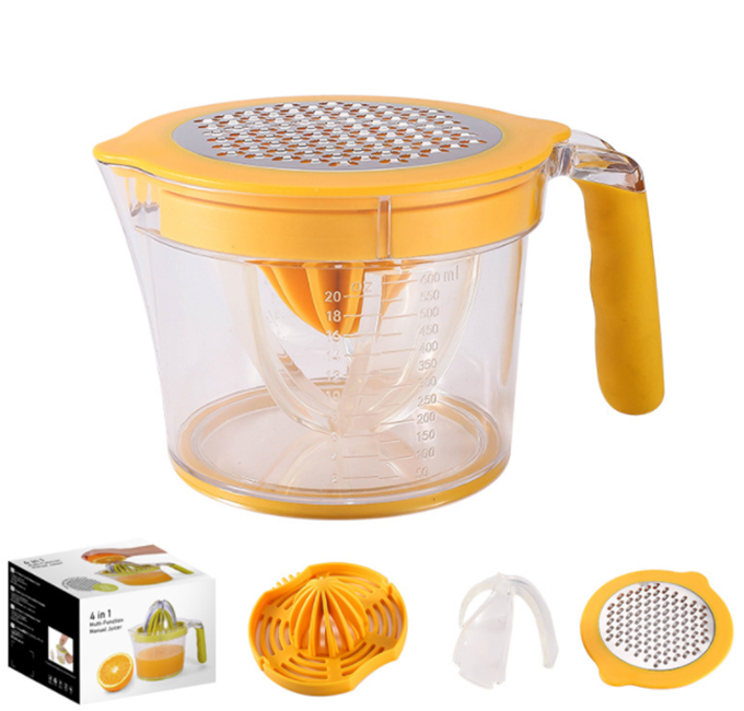 Kitchen Multi-functional 3 in 1 Manual Orange Lemon Juicer Fruit Squeezer Vegetable Grater Slicer