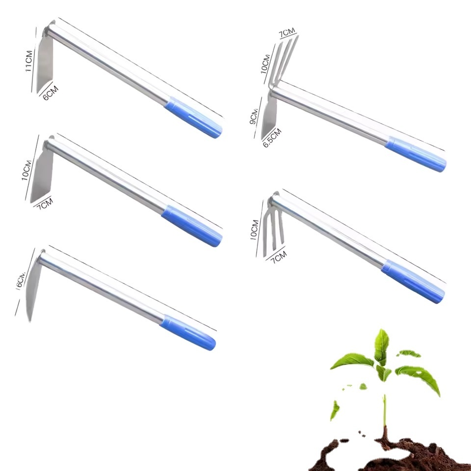 Chinese manufacturer stainless steel agricultural garden small hand digging weed manual fork hoe wIth handle for farming tool