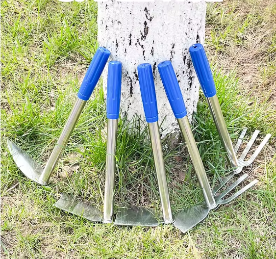 Chinese manufacturer stainless steel agricultural garden small hand digging weed manual fork hoe wIth handle for farming tool