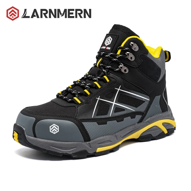 LARNMERN Steel Toe Safety Shoes Breathable Outdoor Work Boots for Men Anti-Smashing Anti-Puncture Safety Shoes S1P SRC