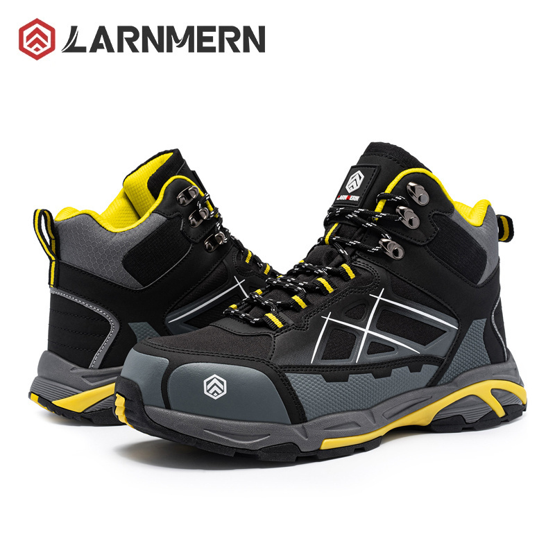 LARNMERN Steel Toe Safety Shoes Breathable Outdoor Work Boots for Men Anti-Smashing Anti-Puncture Safety Shoes S1P SRC