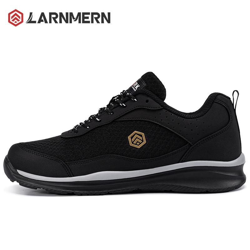 LARNMERN Steel Toe Safety Shoes for Men Lightweight Indestructible Work Shoes Puncture Proof Anti-smash Steel Black EVA Mesh