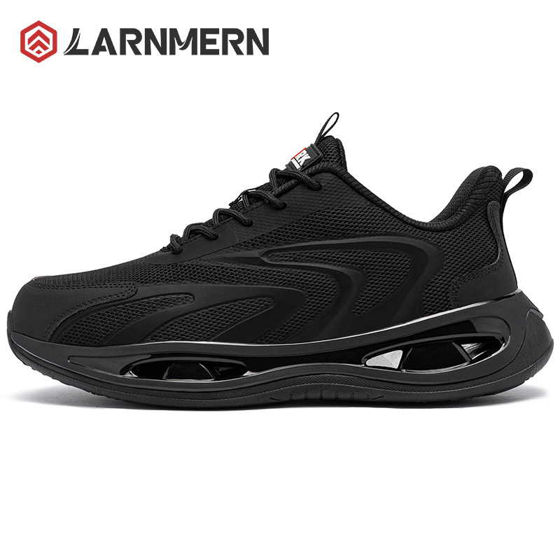 Larnmern Steel Toe Shoes for Men Fashion Safety shoes Slip on Lightweight Work Shoes Anti-Slip Anti-Smash