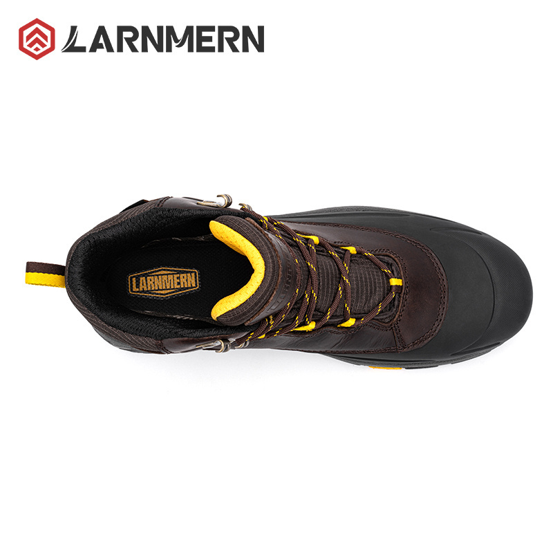 LARNMERN S3 Composite Toe Safety Boots for Men Genuine Leather Safety Work Shoes Oil Resistant Waterproof Puncture Proof EVA