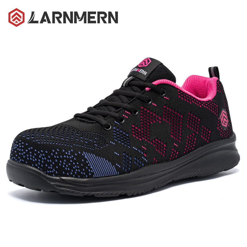 LARNMERN Lightweight Breathable Safety Shoes for Men Women Steel Toe Fashion Work Shoe Anti-Smashing Construction Sneaker