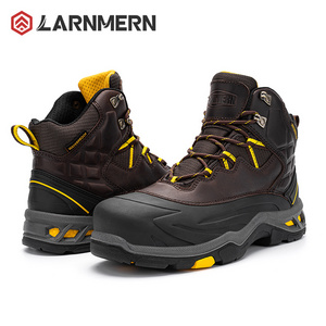 LARNMERN S3 Composite Toe Safety Boots for Men Genuine Leather Safety Work Shoes Oil Resistant Waterproof Puncture Proof EVA