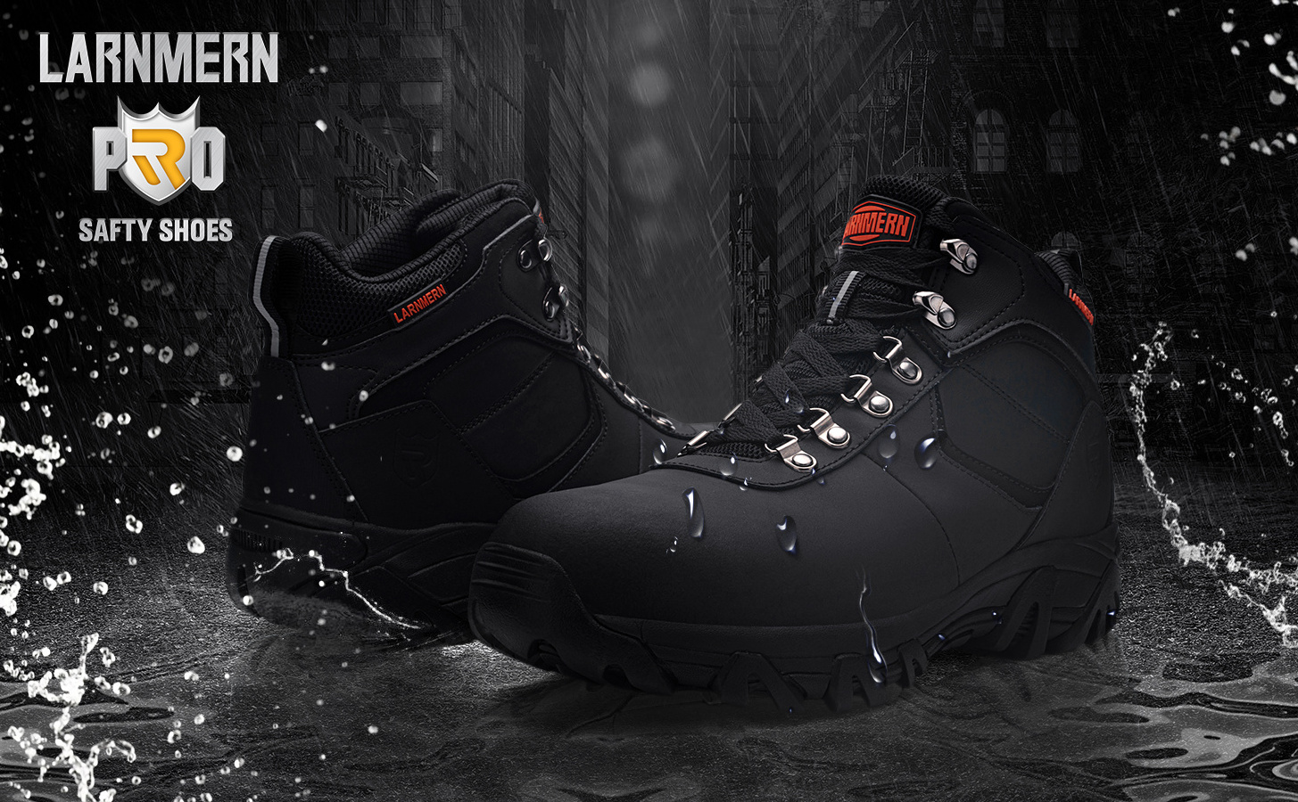 LARNMERN Composite Toe Safety Boots for Men Indestructible Work Boots CE/ASTM SRC Puncture Proof Anti-Slip Anti-Smash