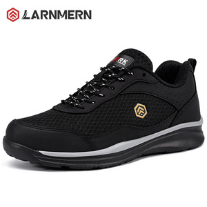 LARNMERN Steel Toe Safety Shoes for Men Lightweight Indestructible Work Shoes Puncture Proof Anti-smash Steel Black EVA Mesh