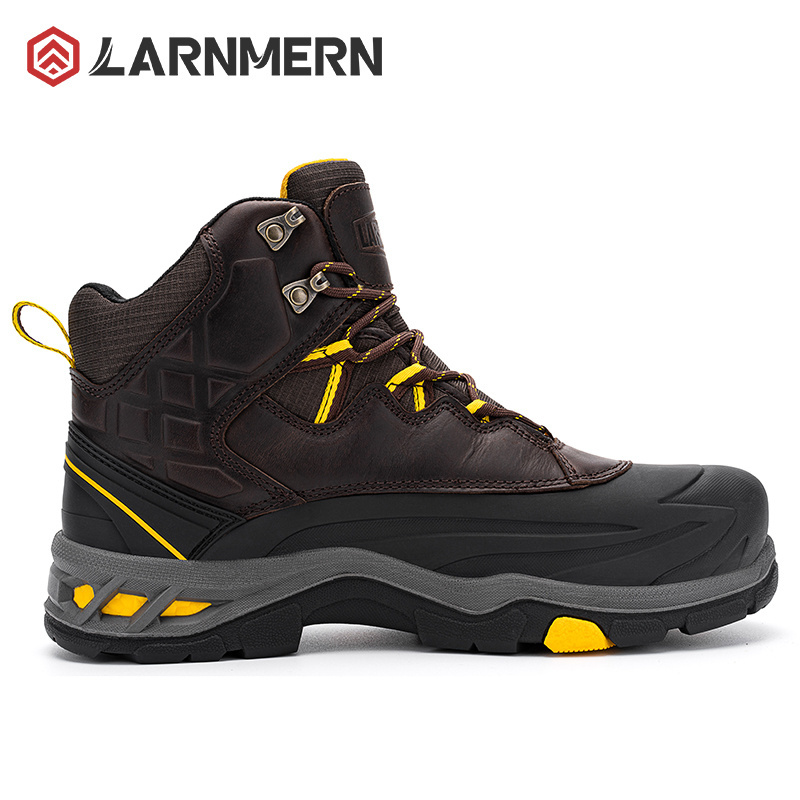 LARNMERN S3 Composite Toe Safety Boots for Men Genuine Leather Safety Work Shoes Oil Resistant Waterproof Puncture Proof EVA