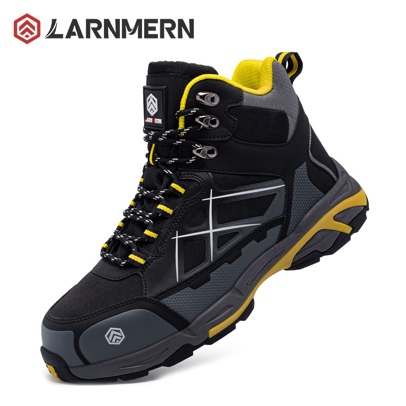 LARNMERN Steel Toe Safety Shoes Breathable Outdoor Work Boots for Men Anti-Smashing Anti-Puncture Safety Shoes S1P SRC