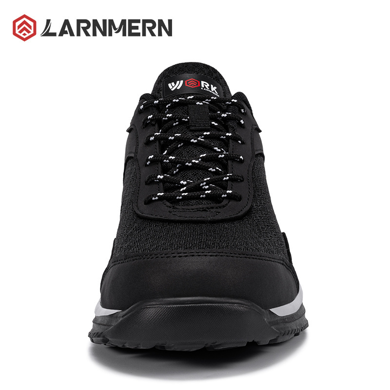 LARNMERN Steel Toe Safety Shoes for Men Lightweight Indestructible Work Shoes Puncture Proof Anti-smash Steel Black EVA Mesh