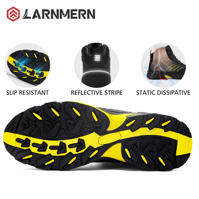 LARNMERN Steel Toe Safety Shoes Breathable Outdoor Work Boots for Men Anti-Smashing Anti-Puncture Safety Shoes S1P SRC