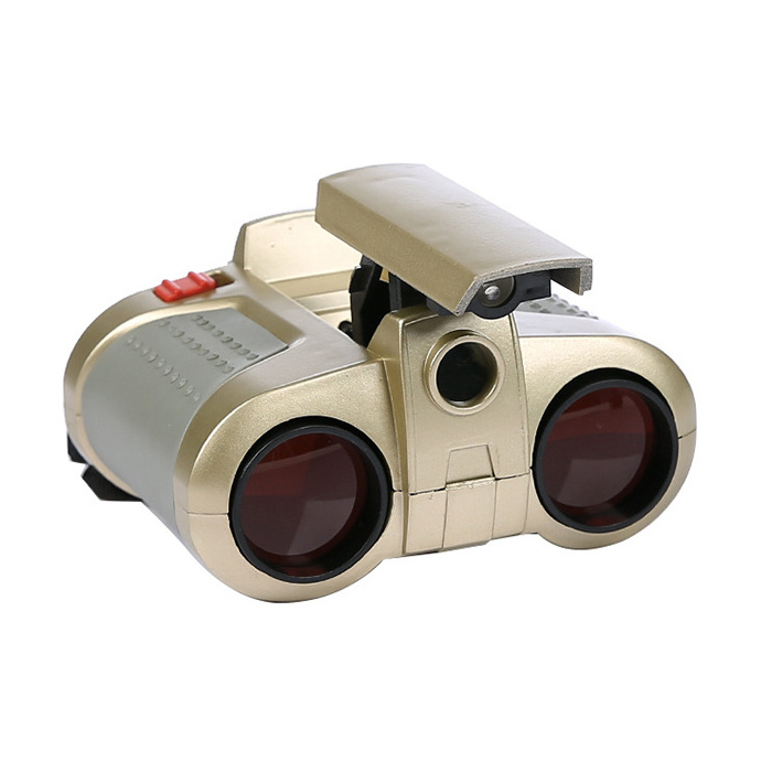 Portable Outdoor Low Light Kids Toy Children Lightweight LED Light 4X30 Night Telescope Binoculars for Exploration Play