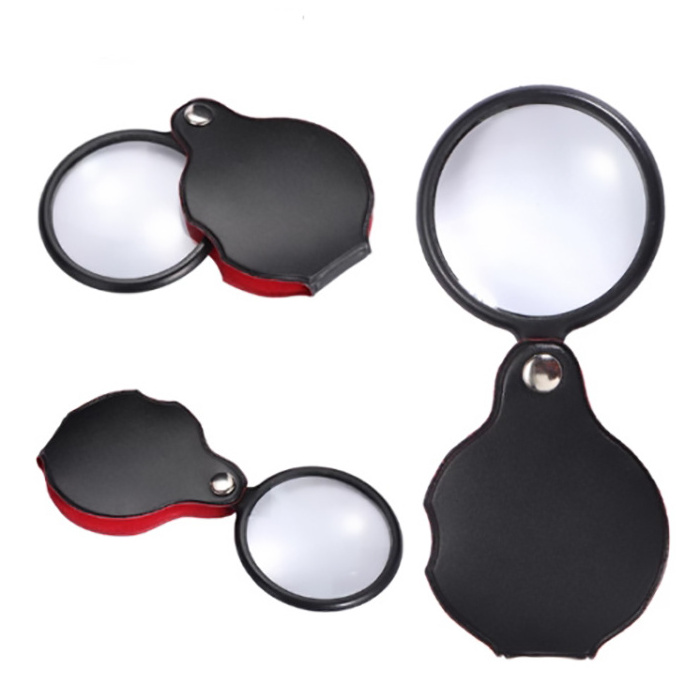 HD Optical Pocket Mini 8X50mm Protective Leather Foldable Magnifying Glass Loupe Jewelry Magnifier for Reading Elder