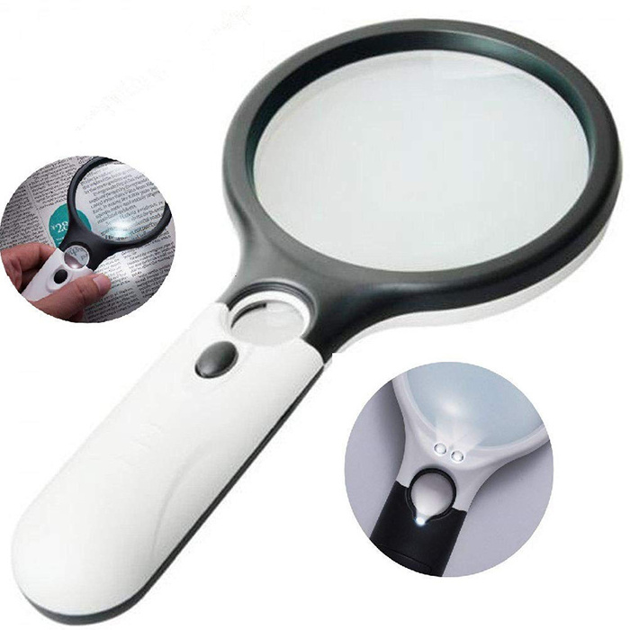 3X LED Lights 45X Handheld Mini Pocket Portable Magnifying Glass Loupe Magnifier for Reading Sewing Insect Hobby Observation