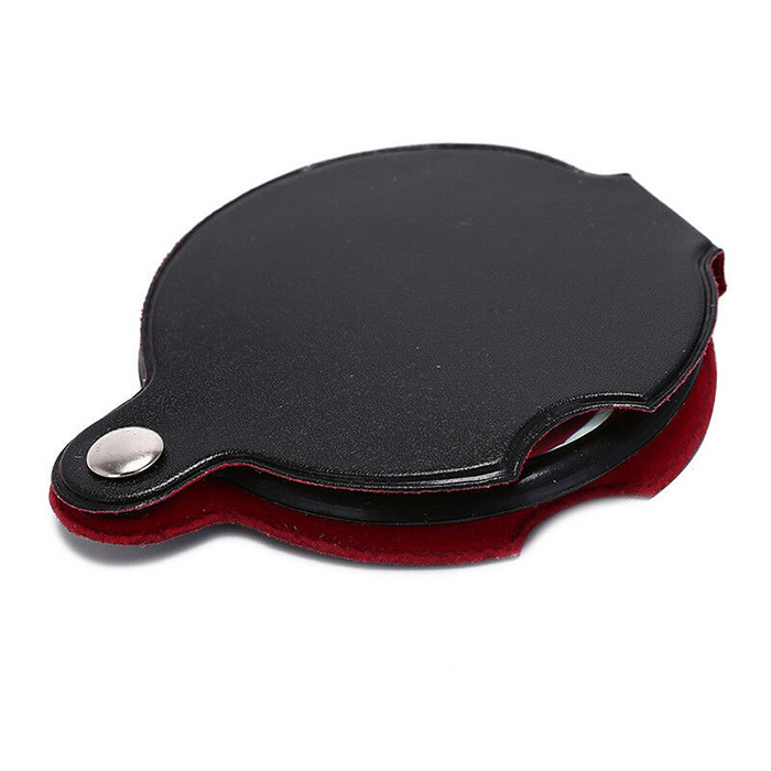 HD Optical Pocket Mini 8X50mm Protective Leather Foldable Magnifying Glass Loupe Jewelry Magnifier for Reading Elder