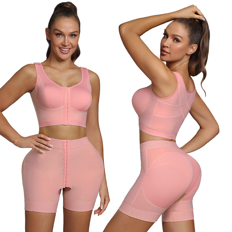 Wholesale 2 Piece Shaper Set Tummy Control Mastectomy Bra Shapewear Bbl Short Stage 2 Post Surgery Colombian Fajas De Para Mujer