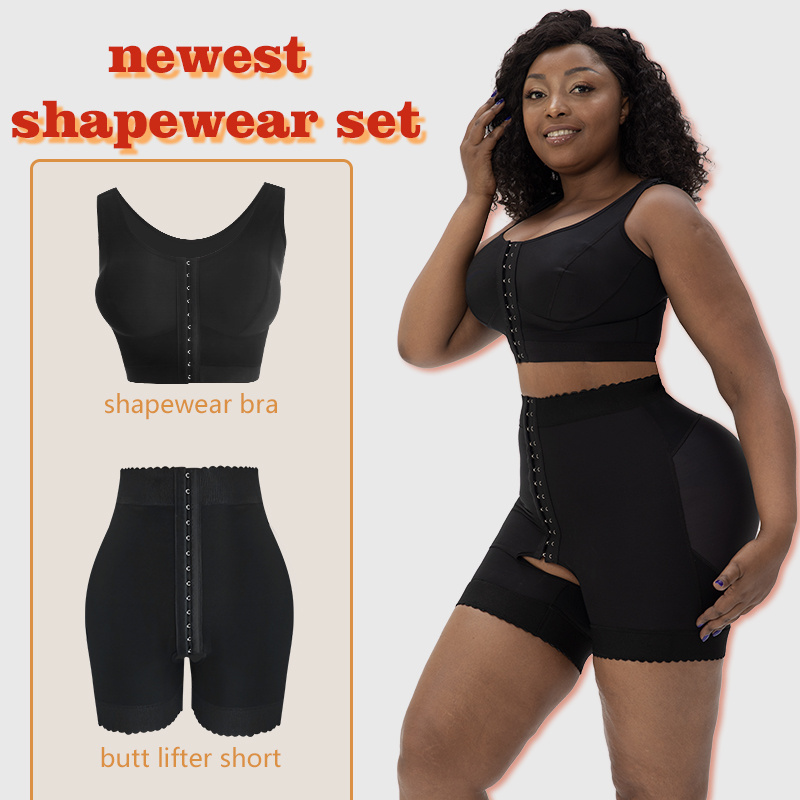 Women Girdles Vest Tops Bra Butt Lifter Shaper Shorts High Compression Post-op Fajas Colombianas Stage 2 Shapewear Set