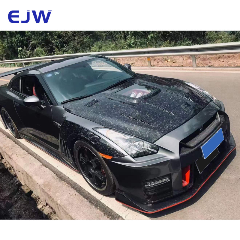 Transparent Style Car Hood Carbon Fiber Engine Shield Bonnets For Nissan GTR 2009 - 2015