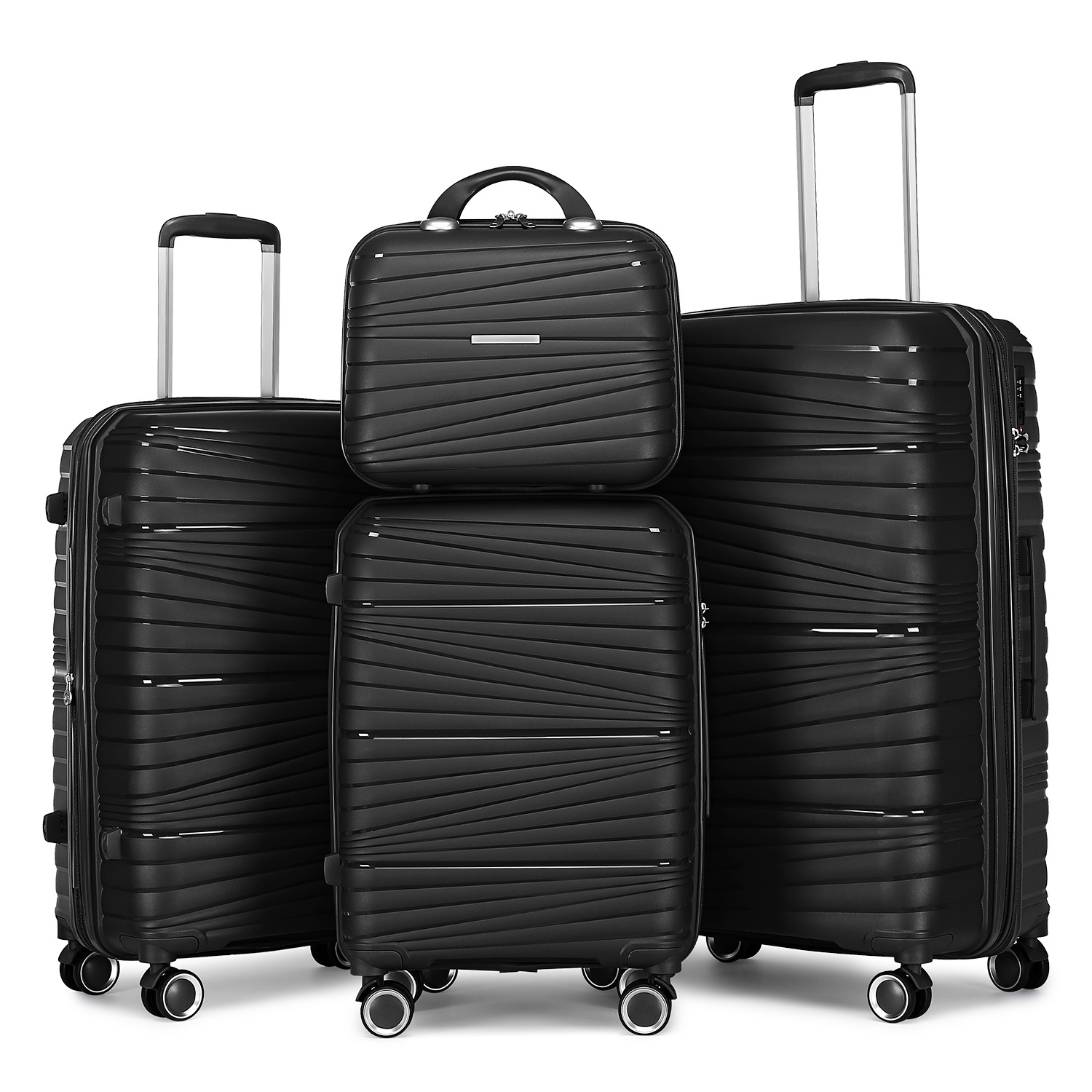 Factory Stock 4 PCS PP Suitcase Set Travel 14 20 24 28 inch Hard Trolly Bag Rolling Luggage Sets on Wheels