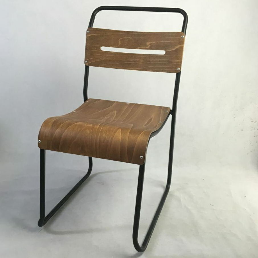 Industrial Metal Stackable Steel plywood dining chair vintage cafe and restaurant bentwood chair