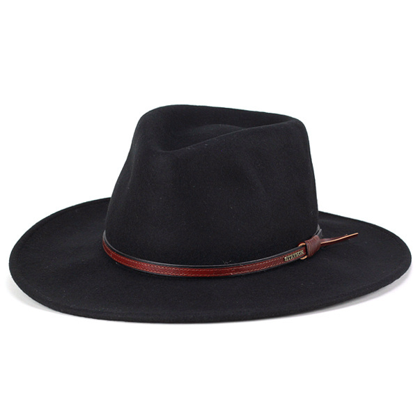 Custom handmade  brim hats vintage elegant women's Australian 100% wool hard flat wide brim felt fedora hats