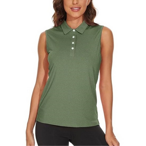 Women's Polo Shirts Sleeveless Golf Shirts 4-Button Moisture Wicking Quick Dry Tank Tops Athletic Tennis Polo Shirt