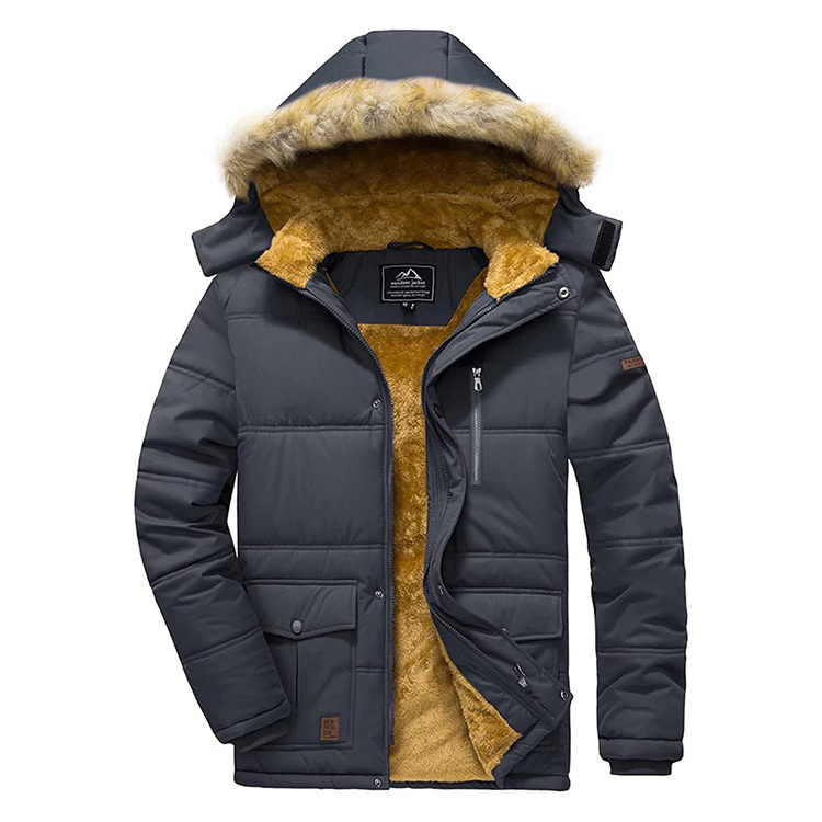 Winter Padded Parkas Jacket Men Thicken Warm Faux Fur Down Coat Removable Hat Snow Skiing Jackets Windproof Outerwear