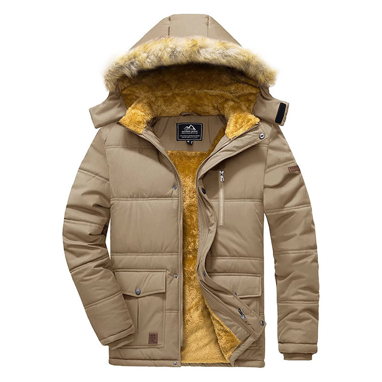 Winter Padded Parkas Jacket Men Thicken Warm Faux Fur Down Coat Removable Hat Snow Skiing Jackets Windproof Outerwear