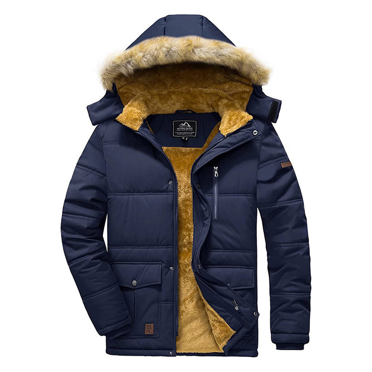 Winter Padded Parkas Jacket Men Thicken Warm Faux Fur Down Coat Removable Hat Snow Skiing Jackets Windproof Outerwear