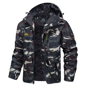 Custom Men's Winter Skiing Snow Flying Jackets Hoodies Waterproof Fleece Coats Polar Fleece Camo Jacket