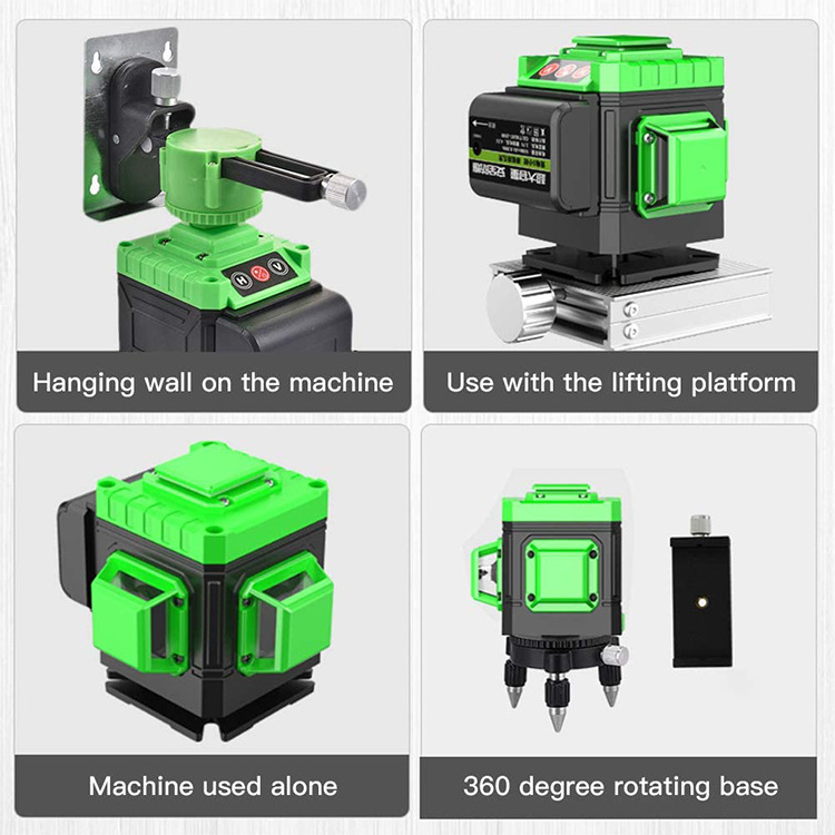 Factory green rotary 4d 16 cross lines rotary 360 laser levels lazer with lcd screen