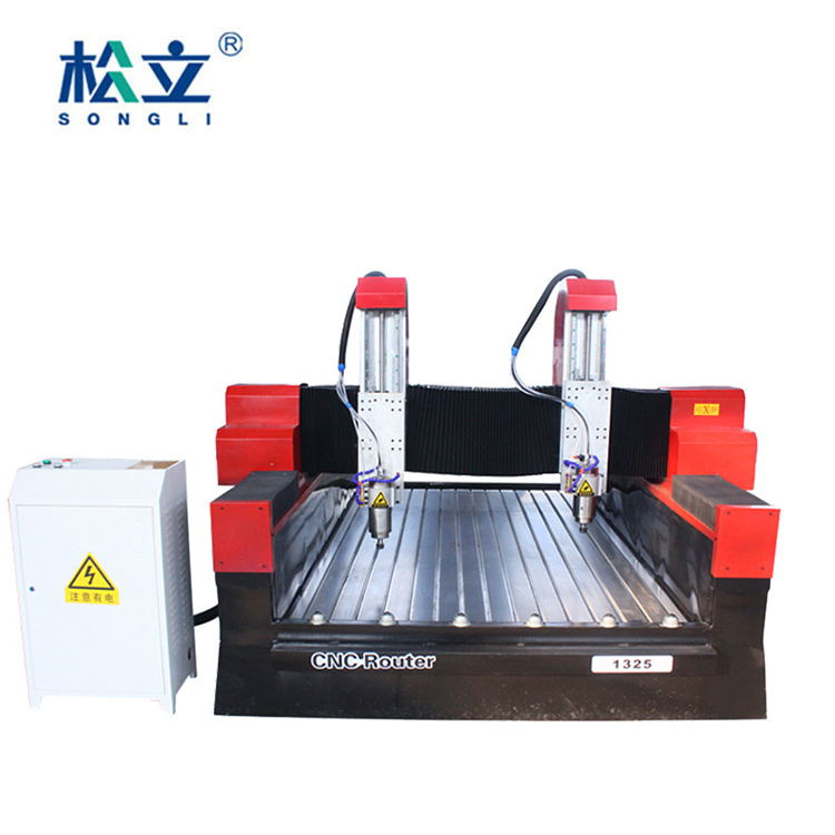 Songli 1325 5.5kw CNC marble cutting machine heavy stone carving machine two spindles with two heads engraving machine for metal