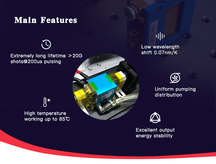 Diamond cutting machine 50W CW high power diode side-pumped Nd:YAG yag laser source laser module