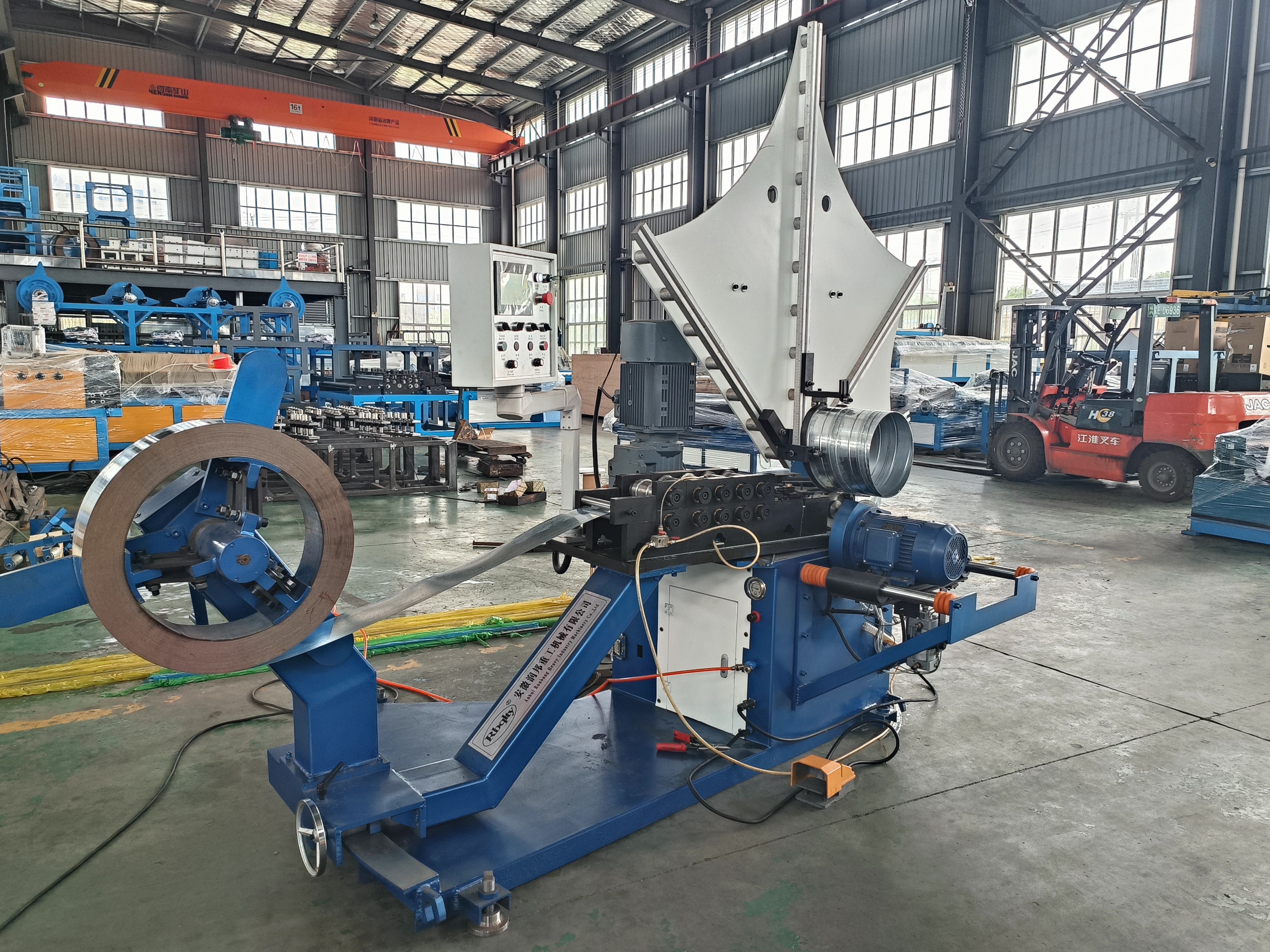 HVAC steel stripe type spiral round duct forming machine