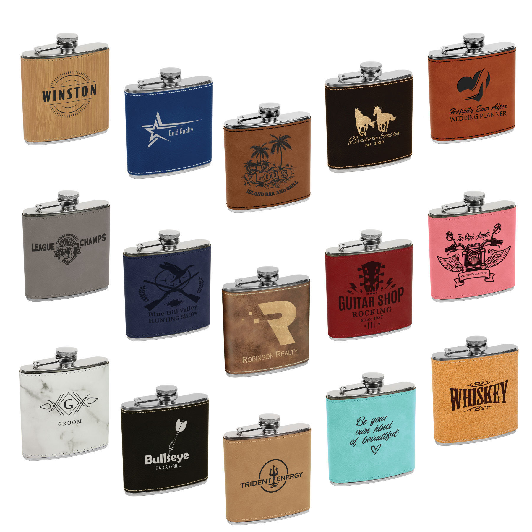 6 oz. Laserable Leatherette Stainless Steel Flask ,Glowforge Laser Supplies CO2 Laser Supply, Personalized  Gift for Men