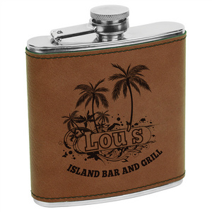 6 oz. Laserable Leatherette Stainless Steel Flask ,Glowforge Laser Supplies CO2 Laser Supply, Personalized  Gift for Men