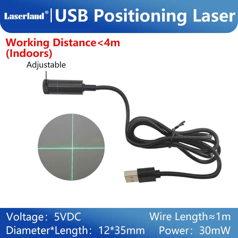 520nm Green Dot Line Cross Sewing Machine Positioning Laser with USB Connection