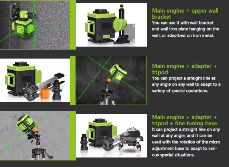 lazer level green beam laser cross 16 line lithium battery self leveling 4d rotary laser construction laser