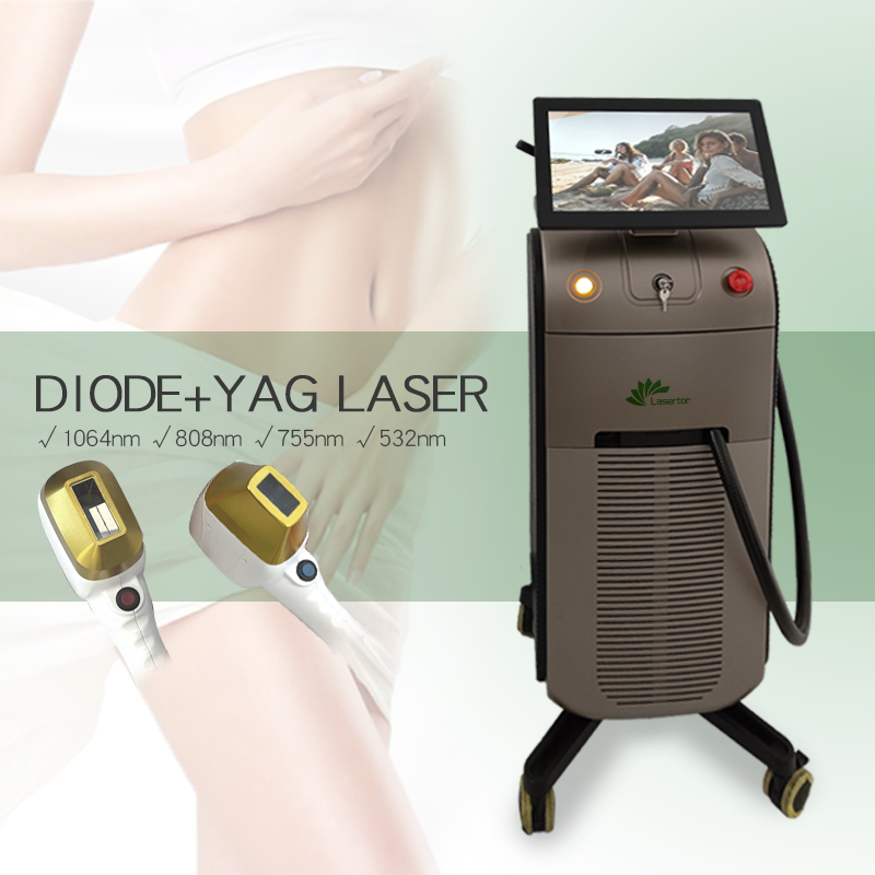 Diode Laser Hair Removal Q Switched Nd Yag Laser Tattoo Removal 2 in 1 Multi function 4 Wave Beauty Equipment