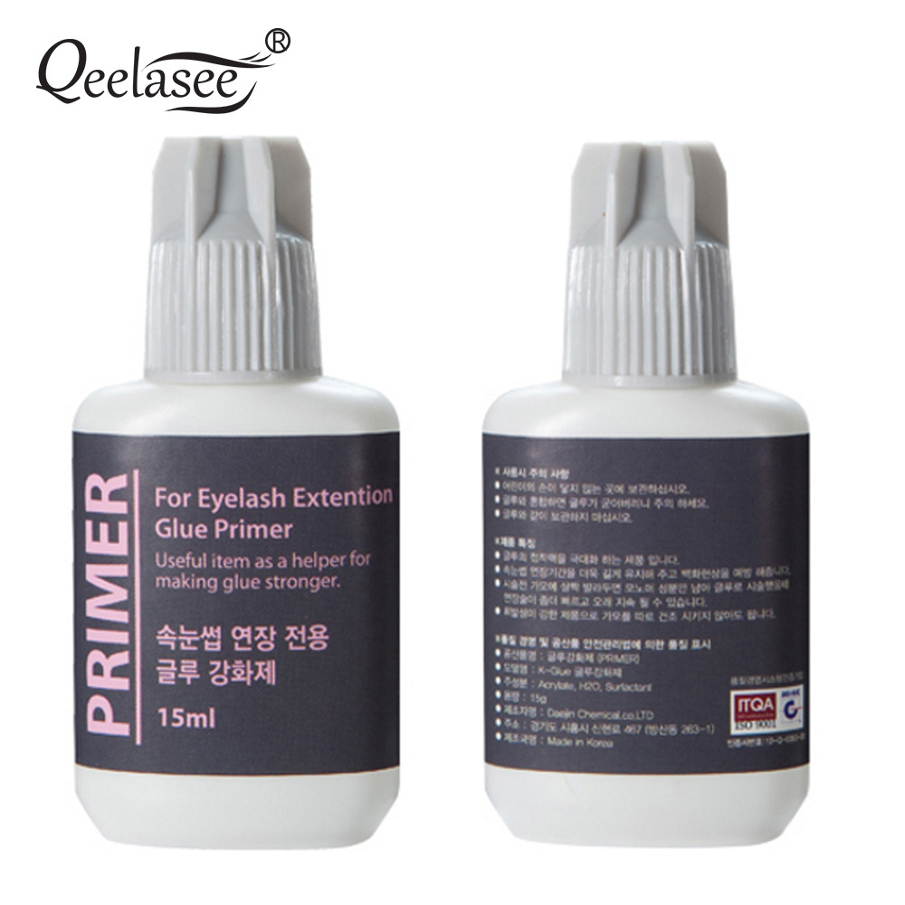 Qeelasee oem 15ml improve glue bonding korea eyelash extension glue primer