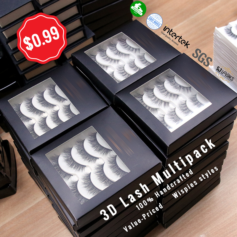 Custom Box 3 Pairs Magnetic Eyeliners And Eyelashes With Tweezers Kit 3d Magnetic False Mink Eyelashes Full Strip Lashes