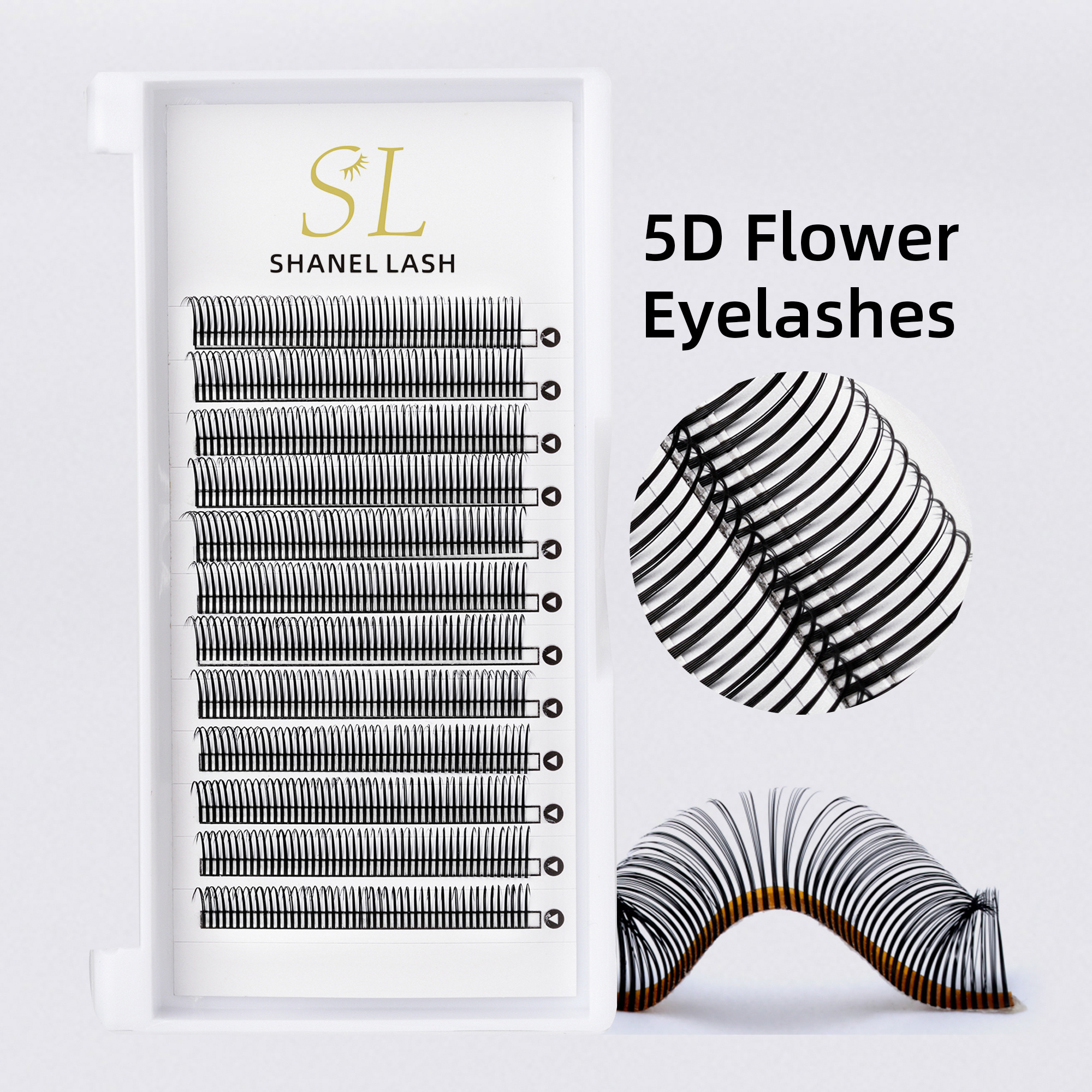 Free Sample Spike Wispy Premade Fan Eyelash Extension Tray Volume 5d Flower Fairy Individual Lash 0.05 0.07mm Spike Fanning Lash