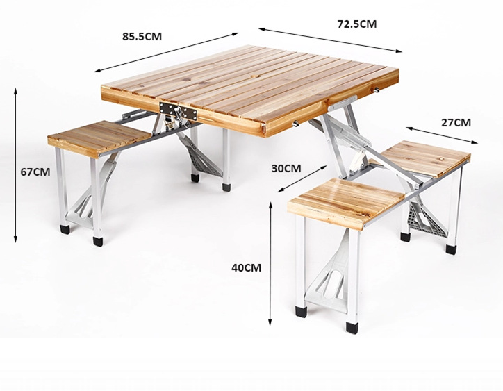 Foldable Camping Outdoor Table and chars Portable Folding Picnic Table with umbrella hole