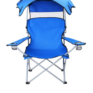 Outdoor Sunshade Folding Camping Chair Canopy SPF 50+ Sun Protection Fishing beach chair with canopy and handrail