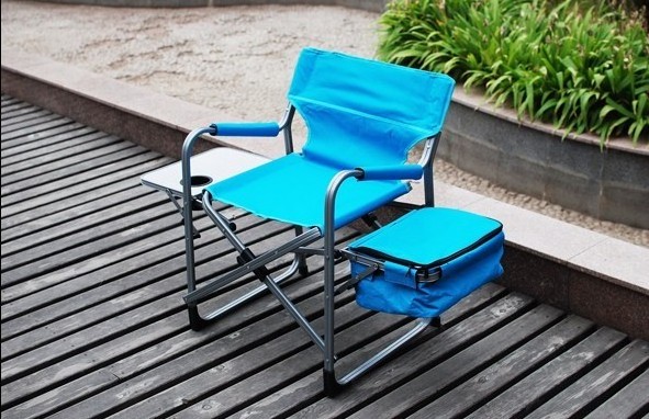 outdoor portable lightweight aluminum makeup folding director chair wirh side table  and Cooler Bag