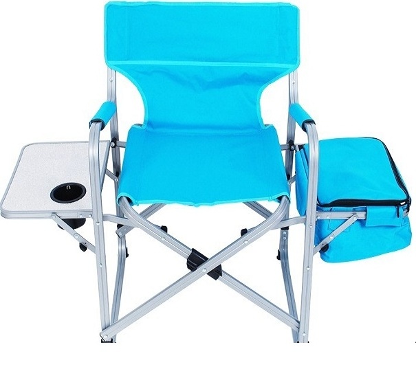 outdoor portable lightweight aluminum makeup folding director chair wirh side table  and Cooler Bag