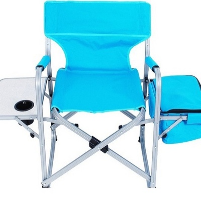 outdoor portable lightweight aluminum makeup folding director chair wirh side table  and Cooler Bag