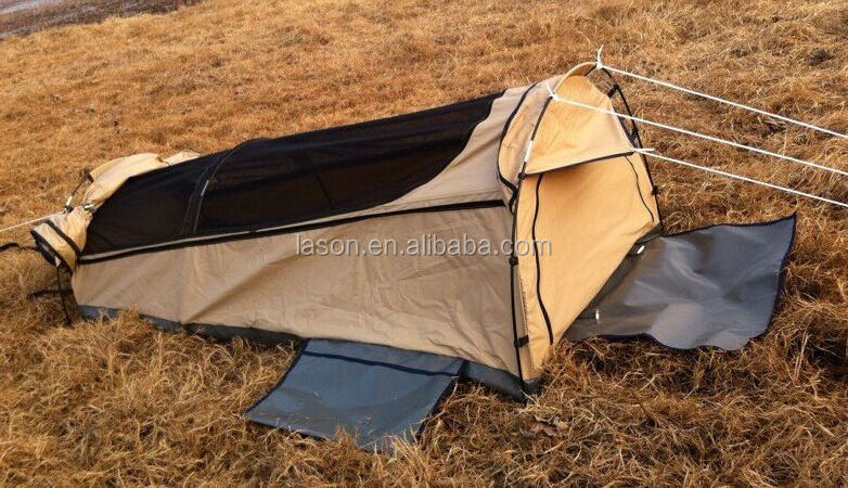 Top quality single waterproof canvas camping swag tent